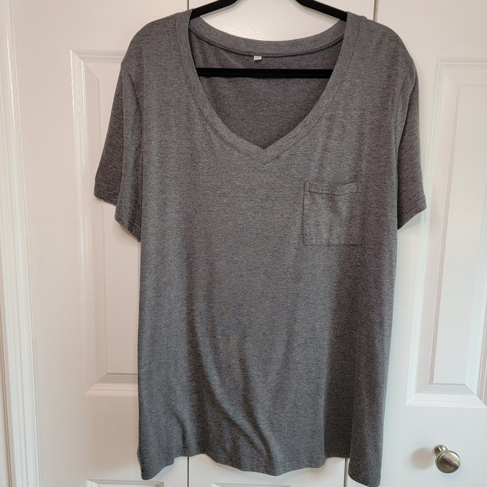 Deep V Neck Pocket Tee